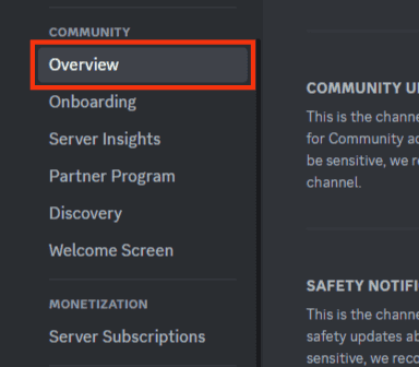 Click On The Overview Option