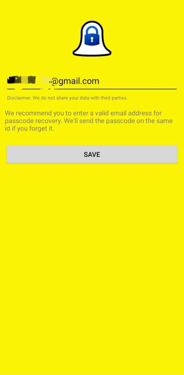 Enter A Recovery Email For Locker For Snapchat.