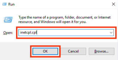 Enter Inetcpl.cpl In Search Box And Press Enter