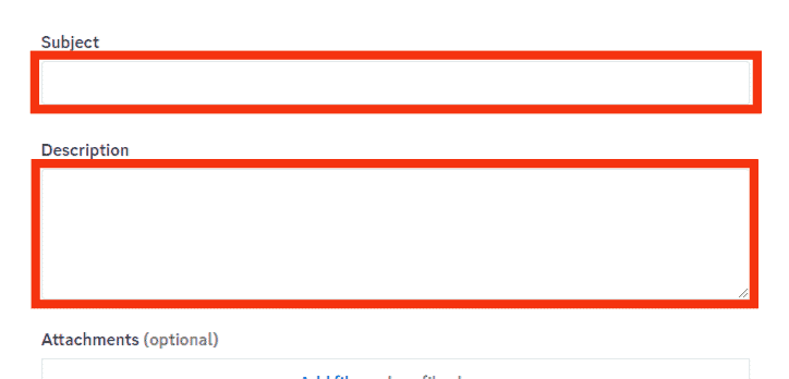 Enter Relevant Details In The Subject And Description Fields