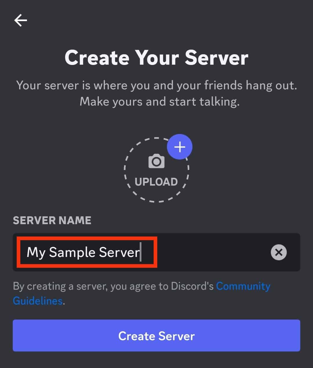 Enter The Server Name