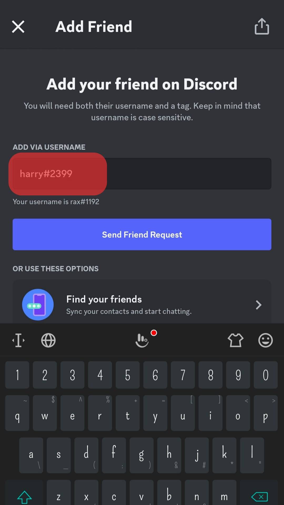 Enter The Username And Id Of The User Discord