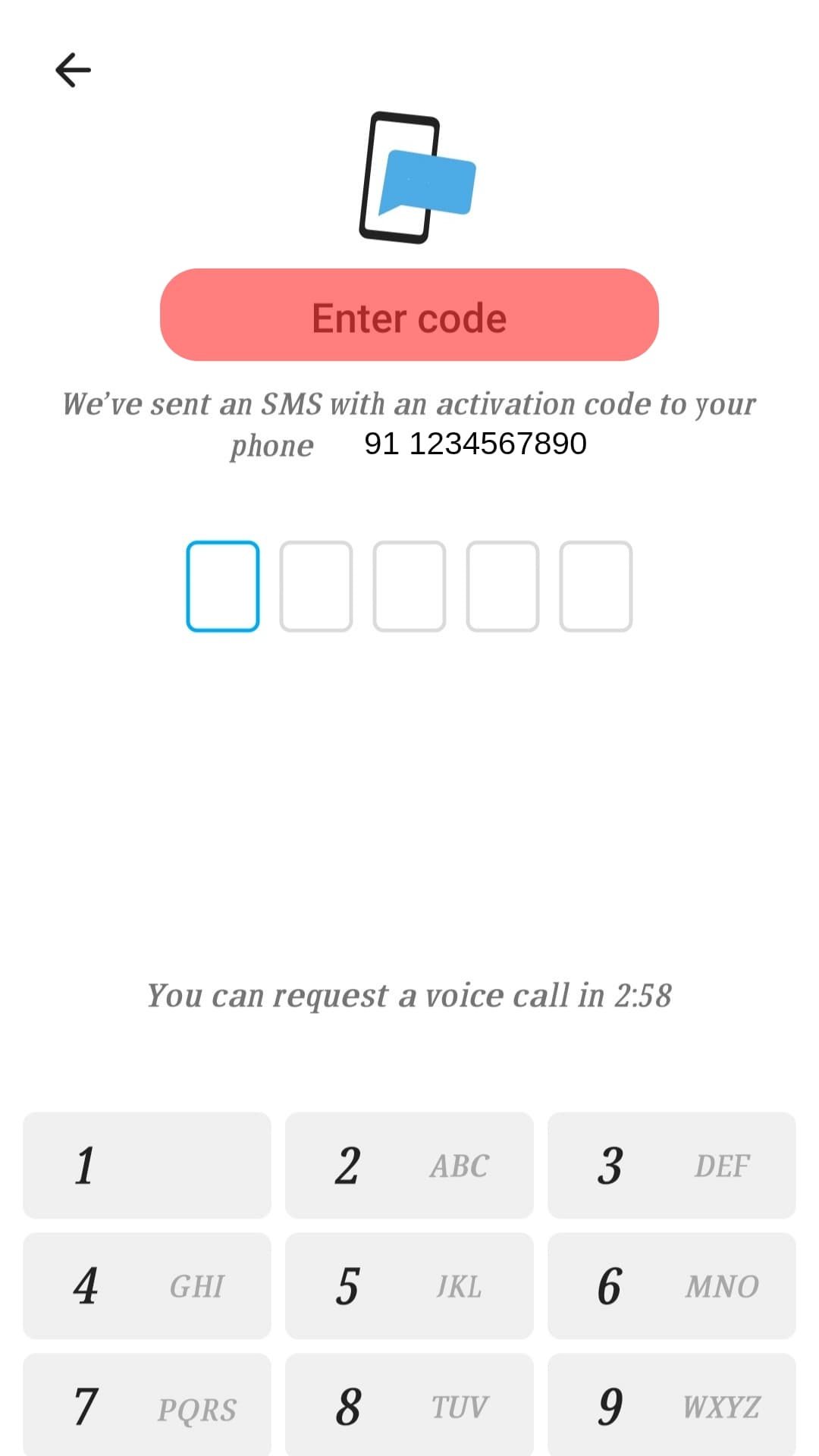 Enter The Verification Code Sent Via Sms