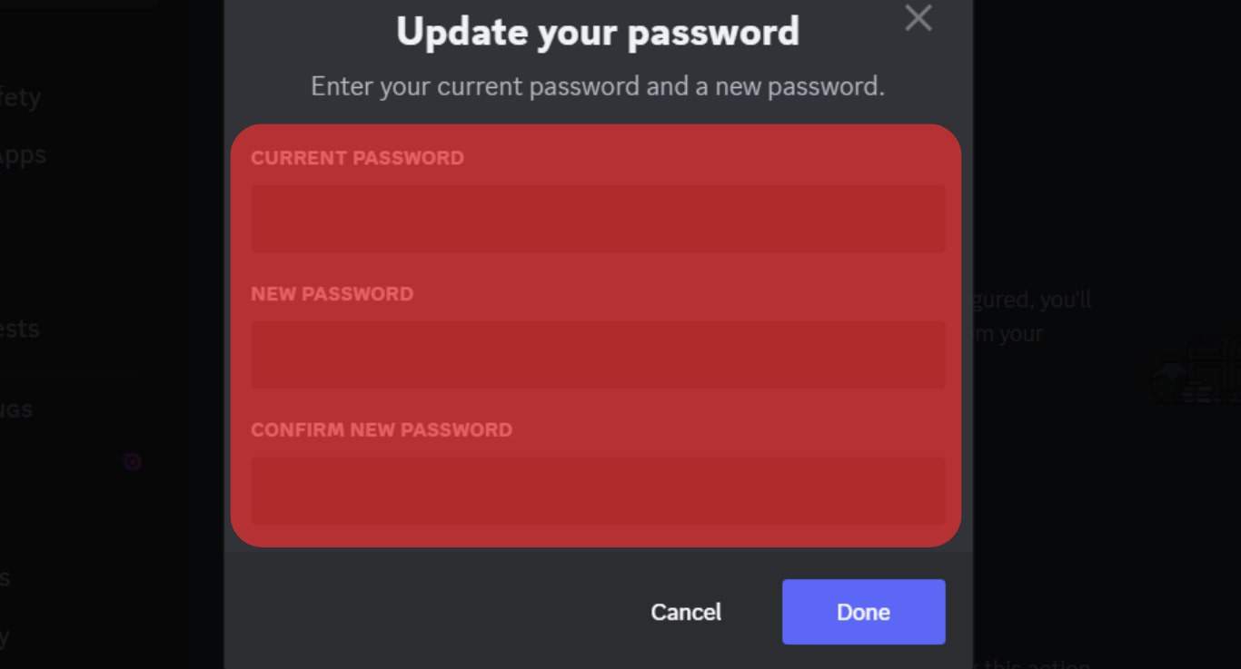 Enter Your Current Password And Set A New One For Your Account.
