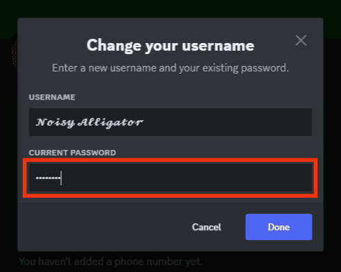 Enter Your Current Password