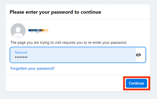 Enter Your Password And Hit Continue