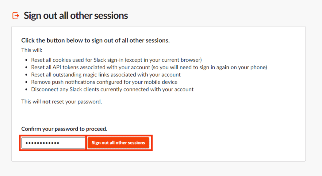 Enter Your Password And Tap Sign Out All Other Sessions Again