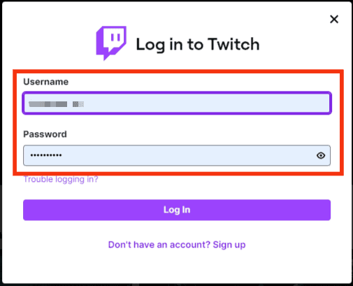 Enter Your Username And Password