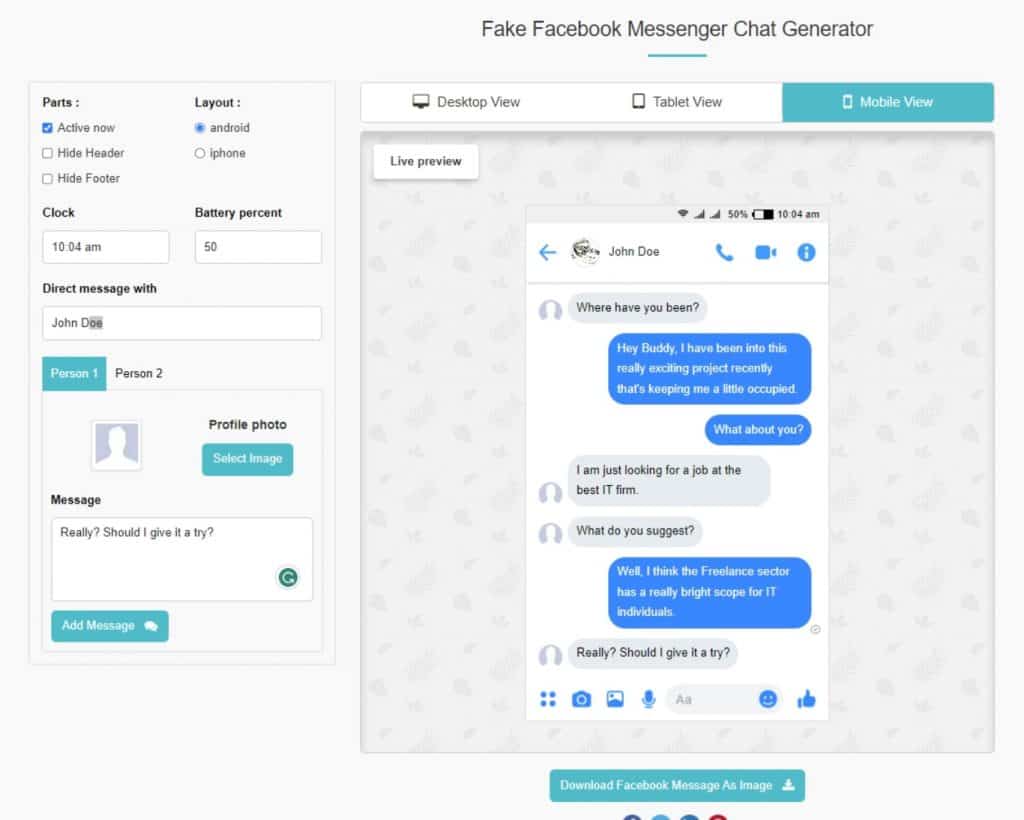 Fake Messenger Conversations