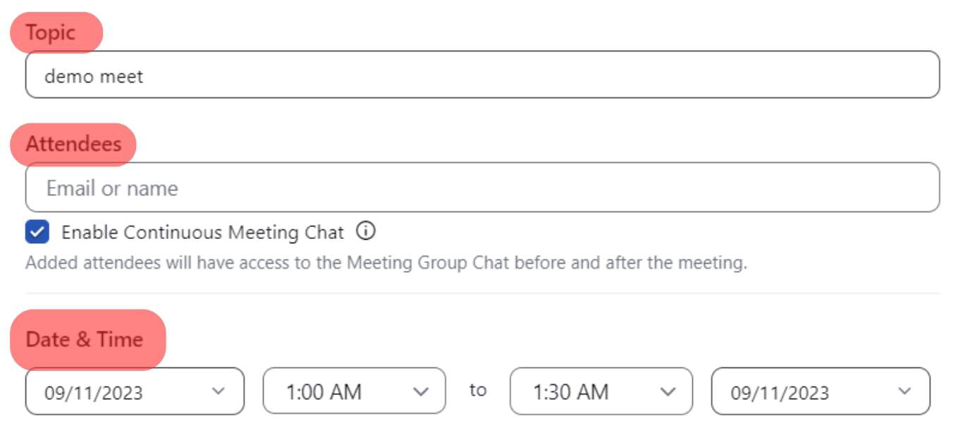 Fill In The Details Of Your Meeting