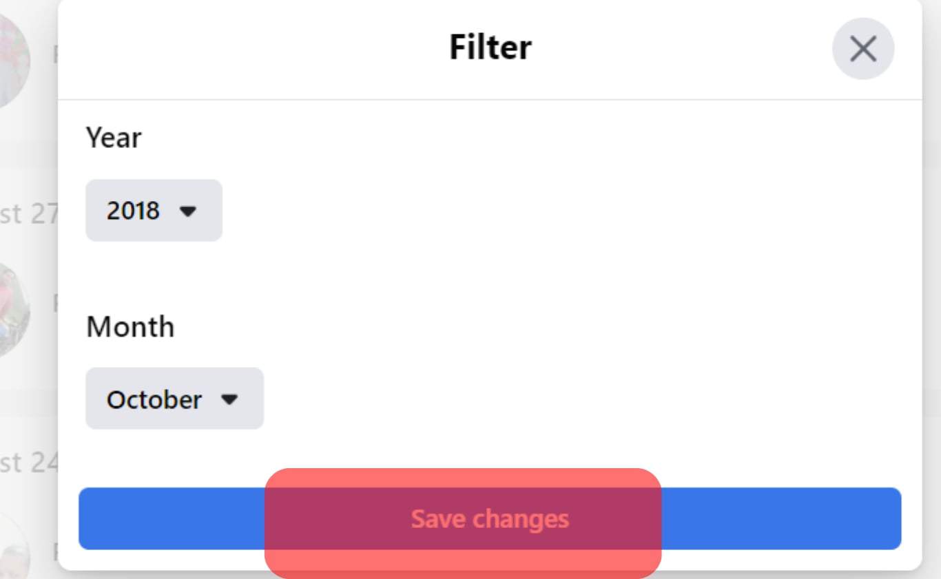 Filter Date And Save Changes