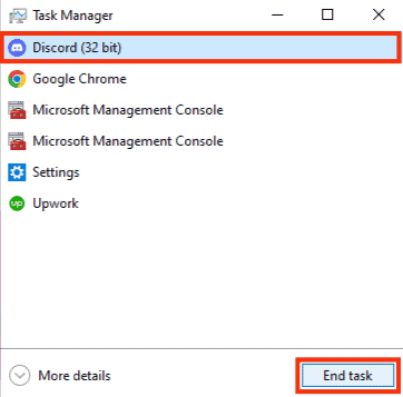 Find Discord And Choose The End Task Option