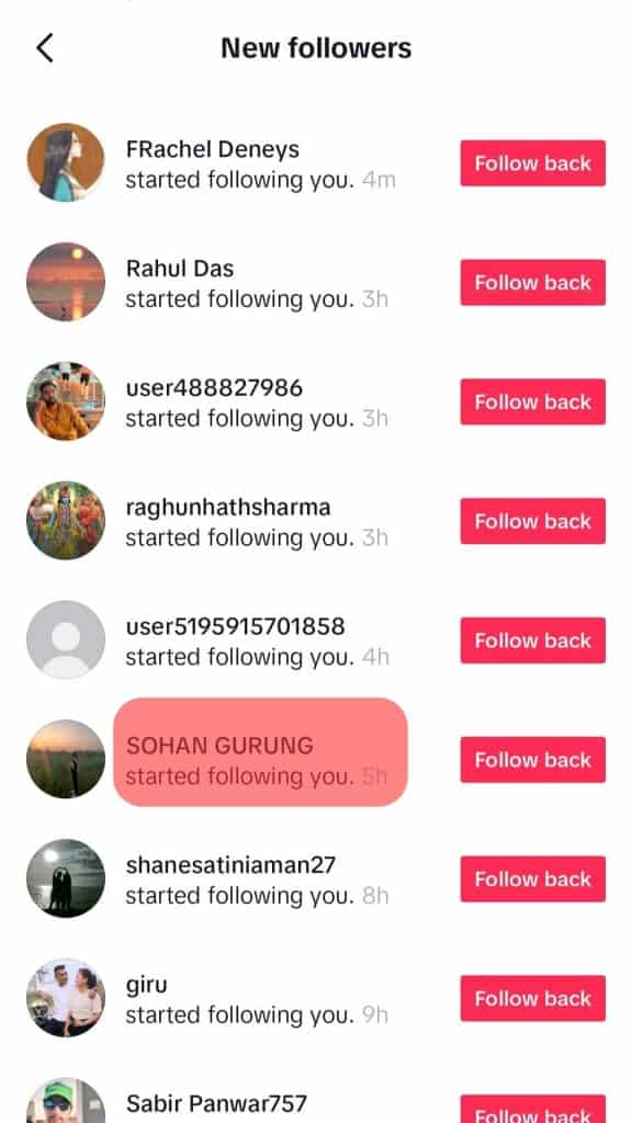 Find The Follower From Notification Section