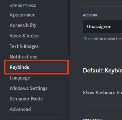 Find The Keybinds Option