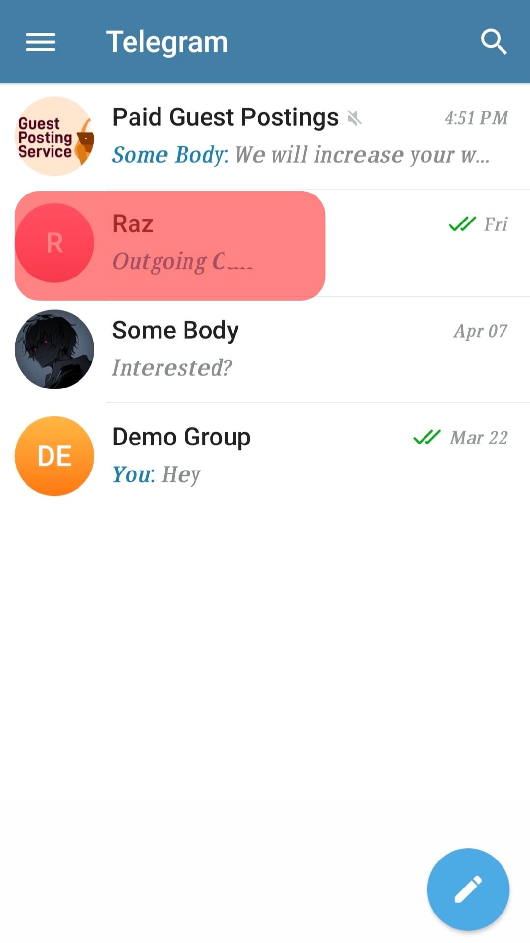 Encuentra el chat de Telegram para silenciarlo