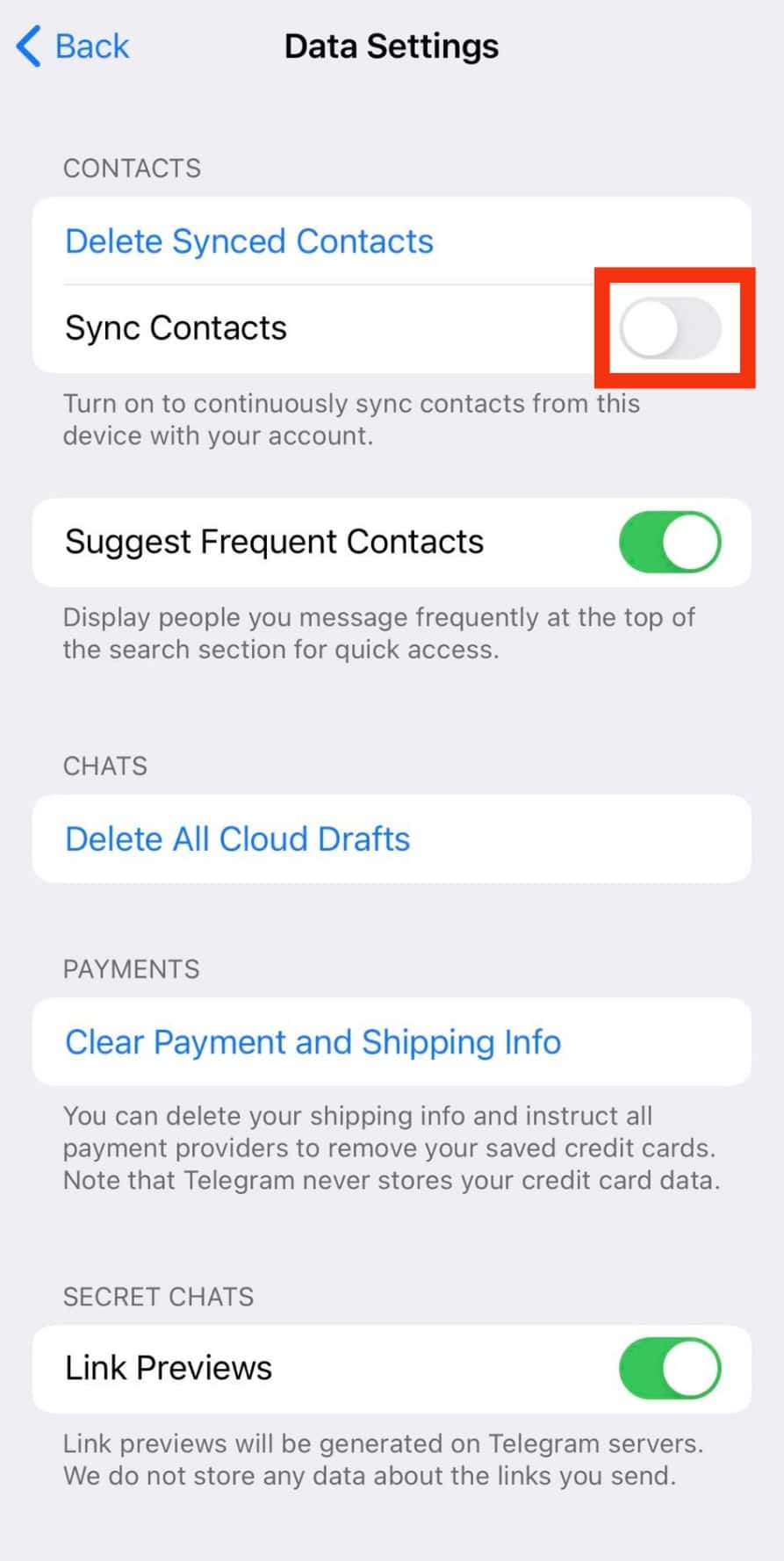 Find The Option For Sync Contacts And Turn It Off.