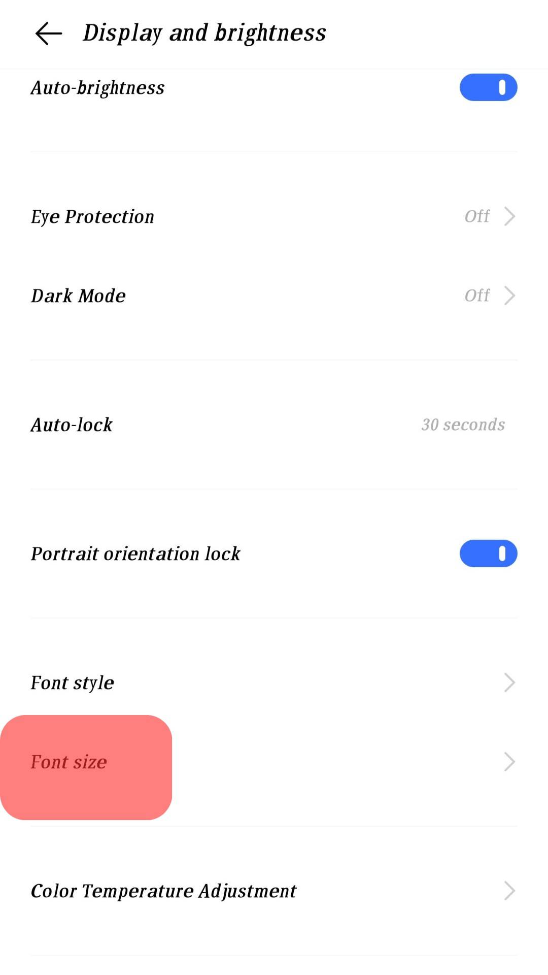 Font Size Setting Android
