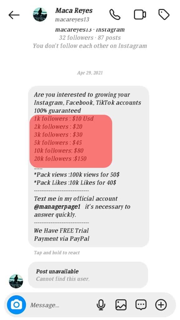 Fraudulent Acts Instagram Buy Followers