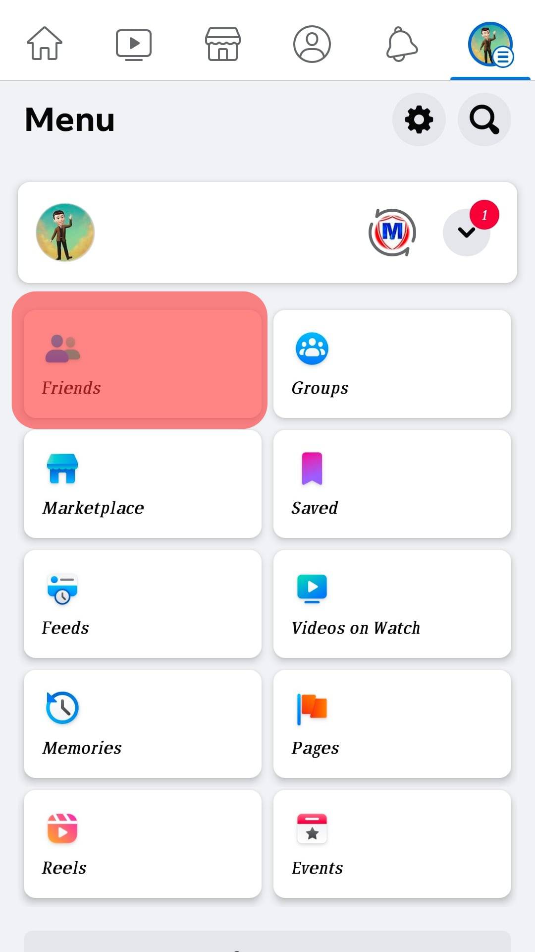 Friends Section Facebook Mobile App