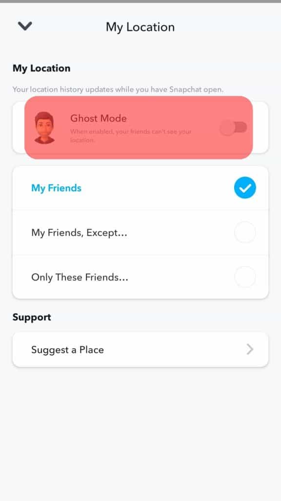 Ghost Mode Snapchat Mobile