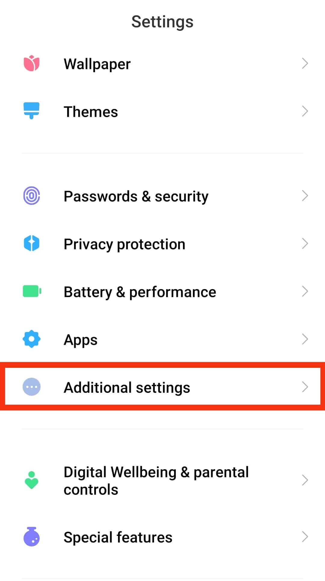 Go To Additional Settings