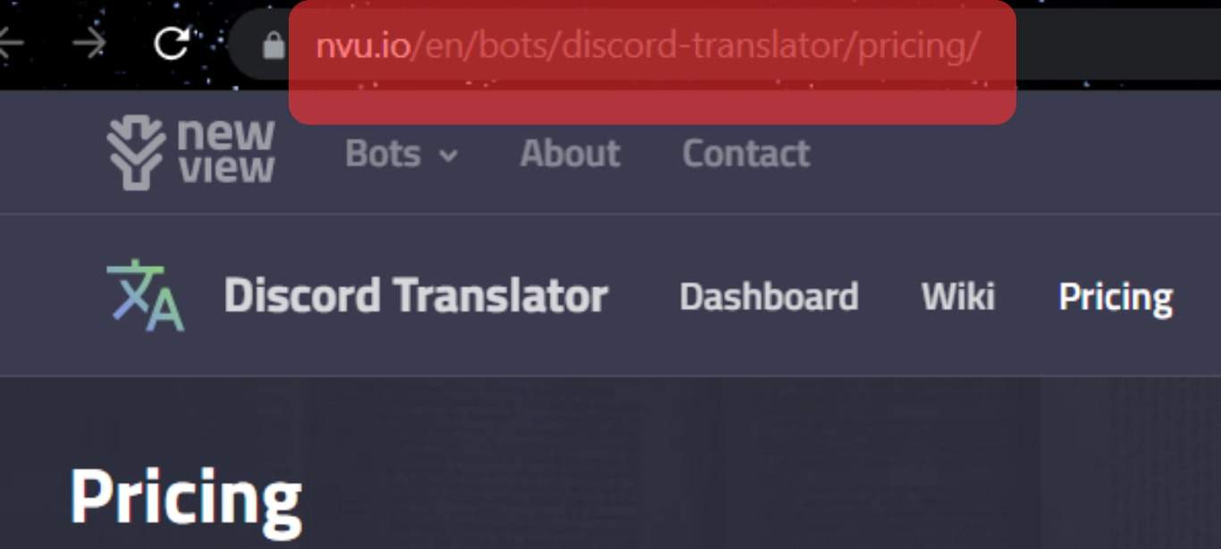 Go To Discord-Translator Pricing Website