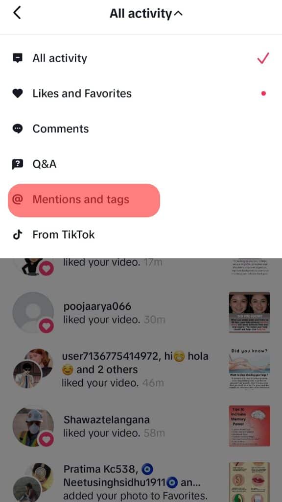 Go To Mentions &Amp; Tags Tiktok