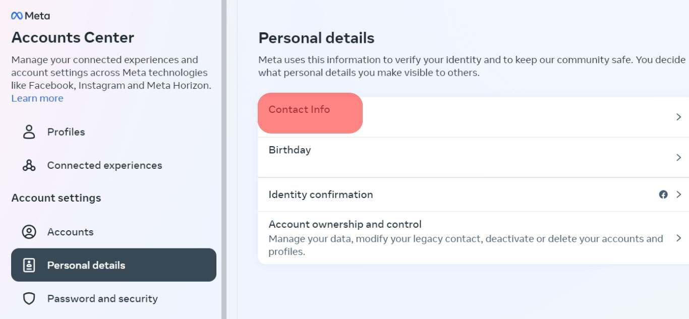 Go To Your Personal Details Settings.