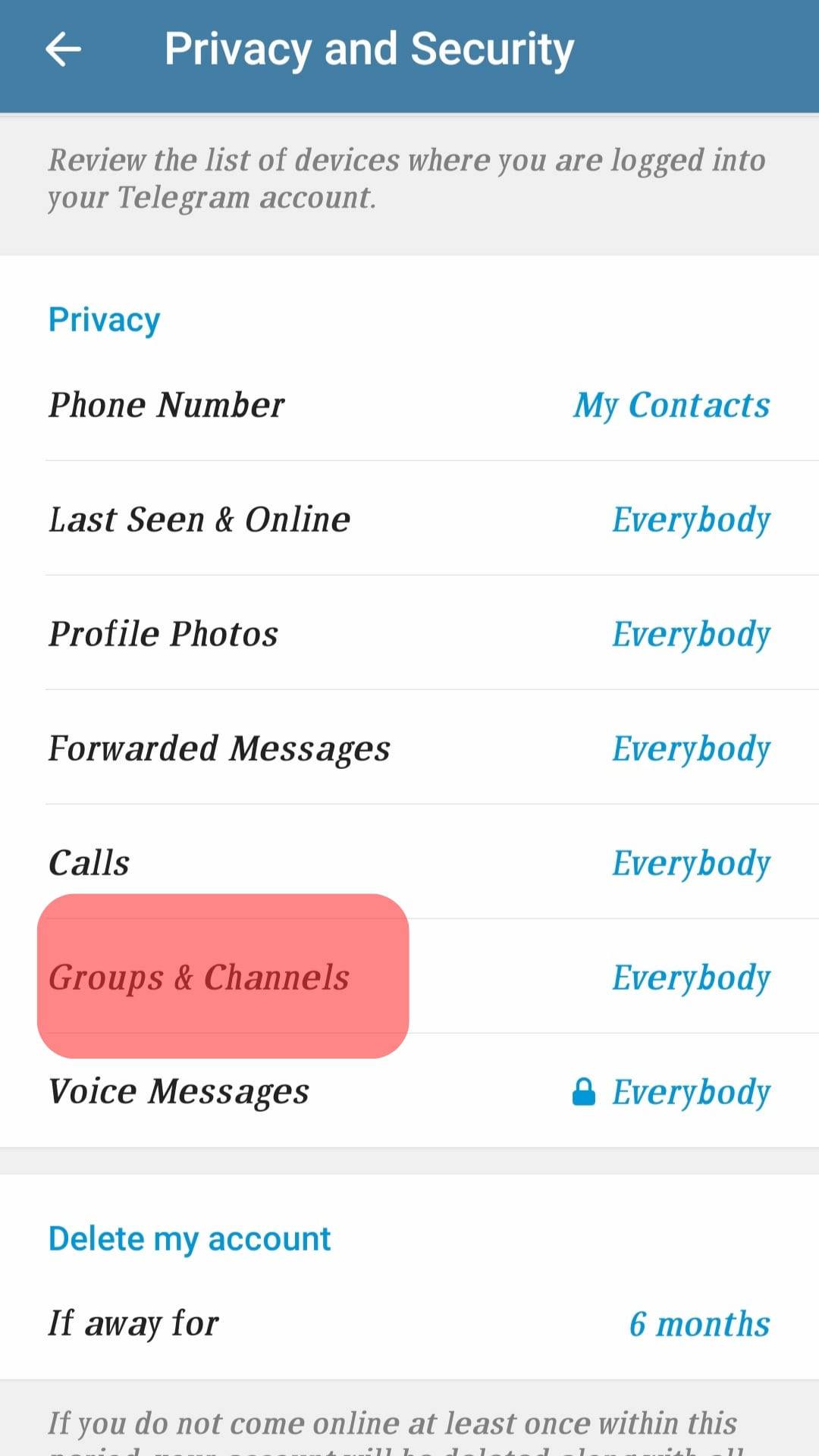 Groups And Channels Option Telegram