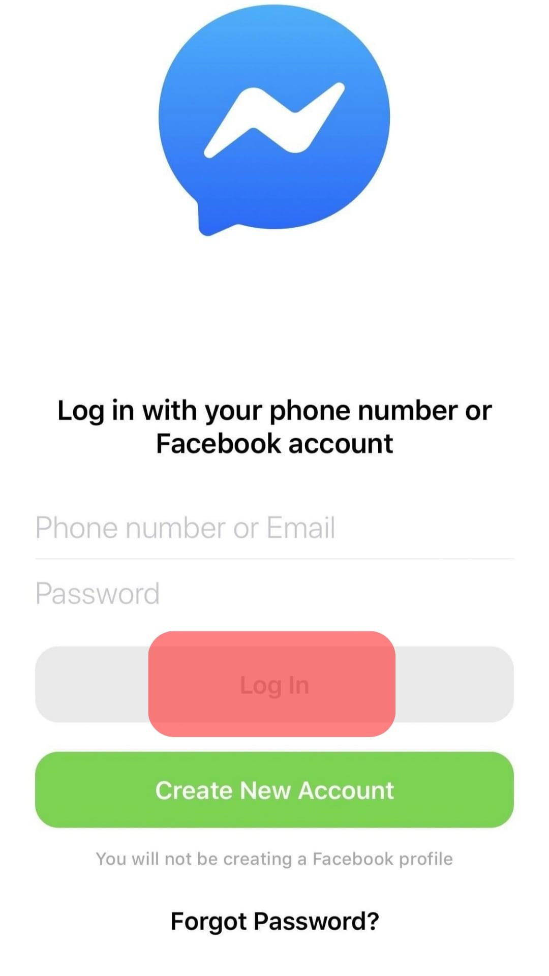 Presione el botón Iniciar sesión e ingrese sus credenciales de Facebook