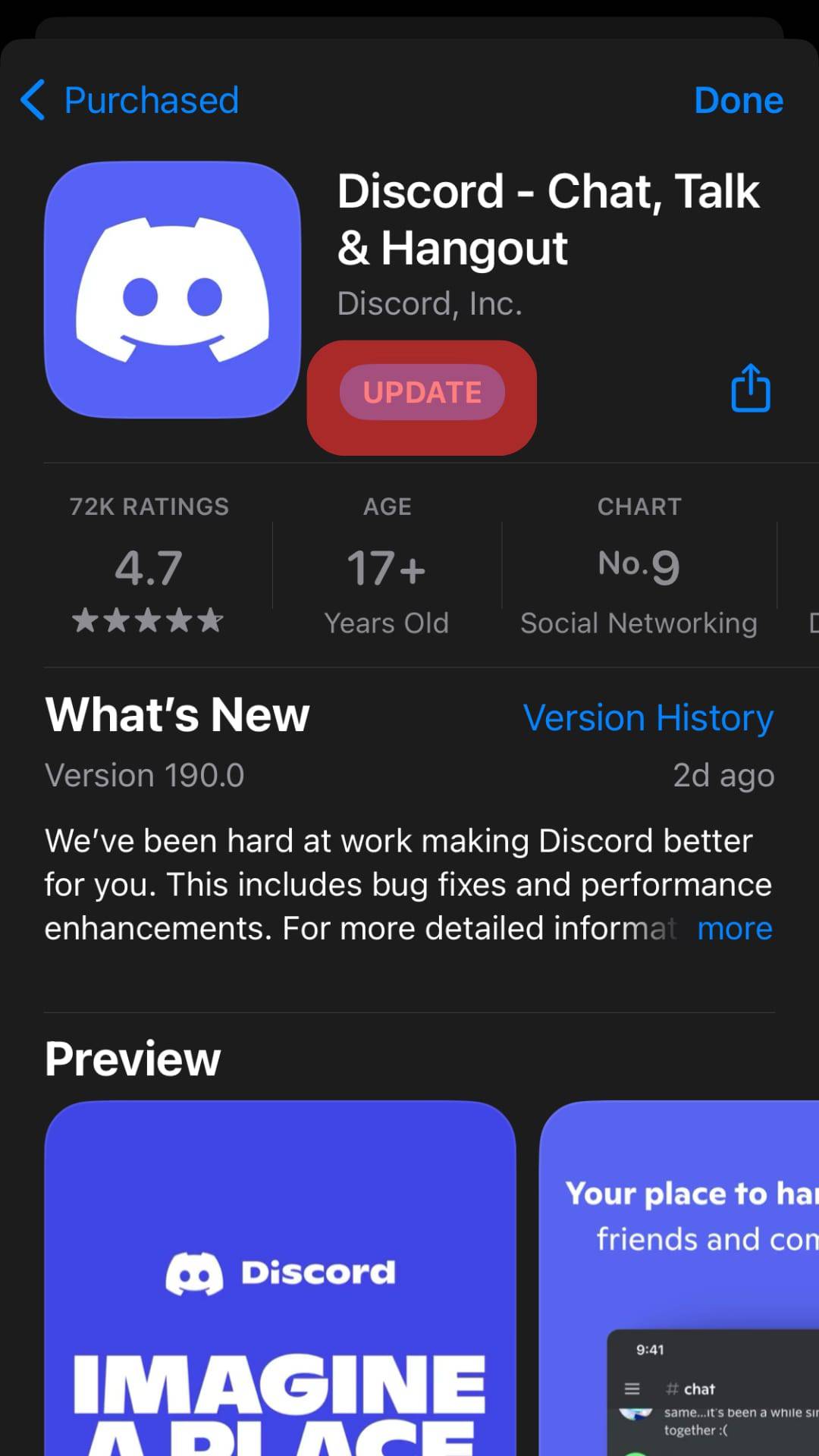Hit The Update Button Beside Discord