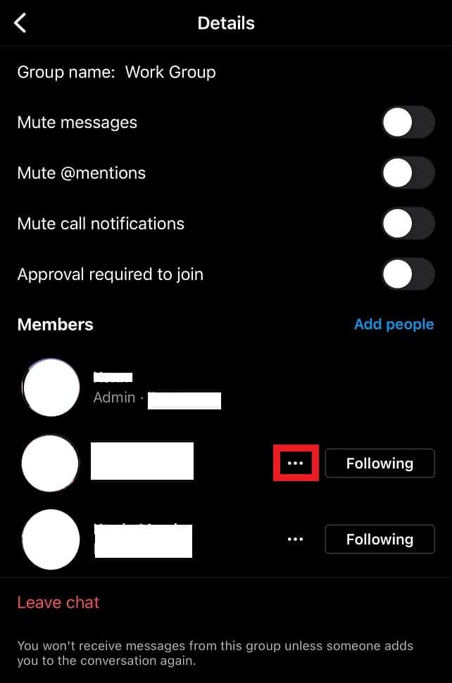 Instagram Group Chat Settings