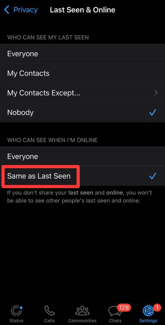 Ios Wharsapp Who Can See When Im Online Setting