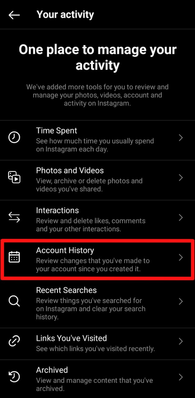 Instagram Account History