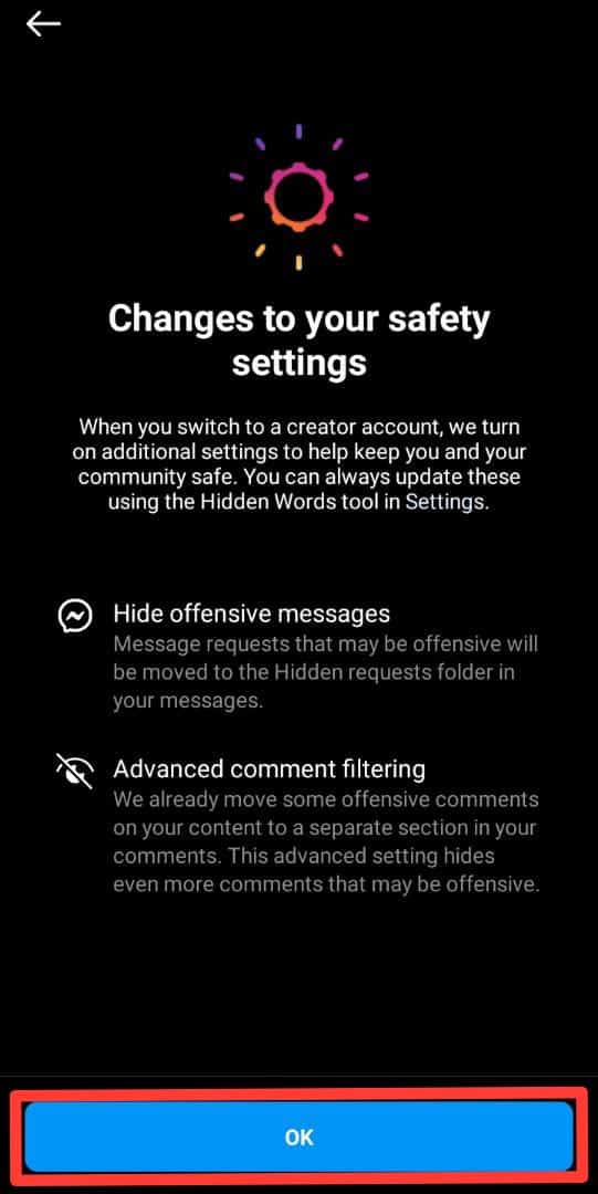 Instagram Creator Mode Settings