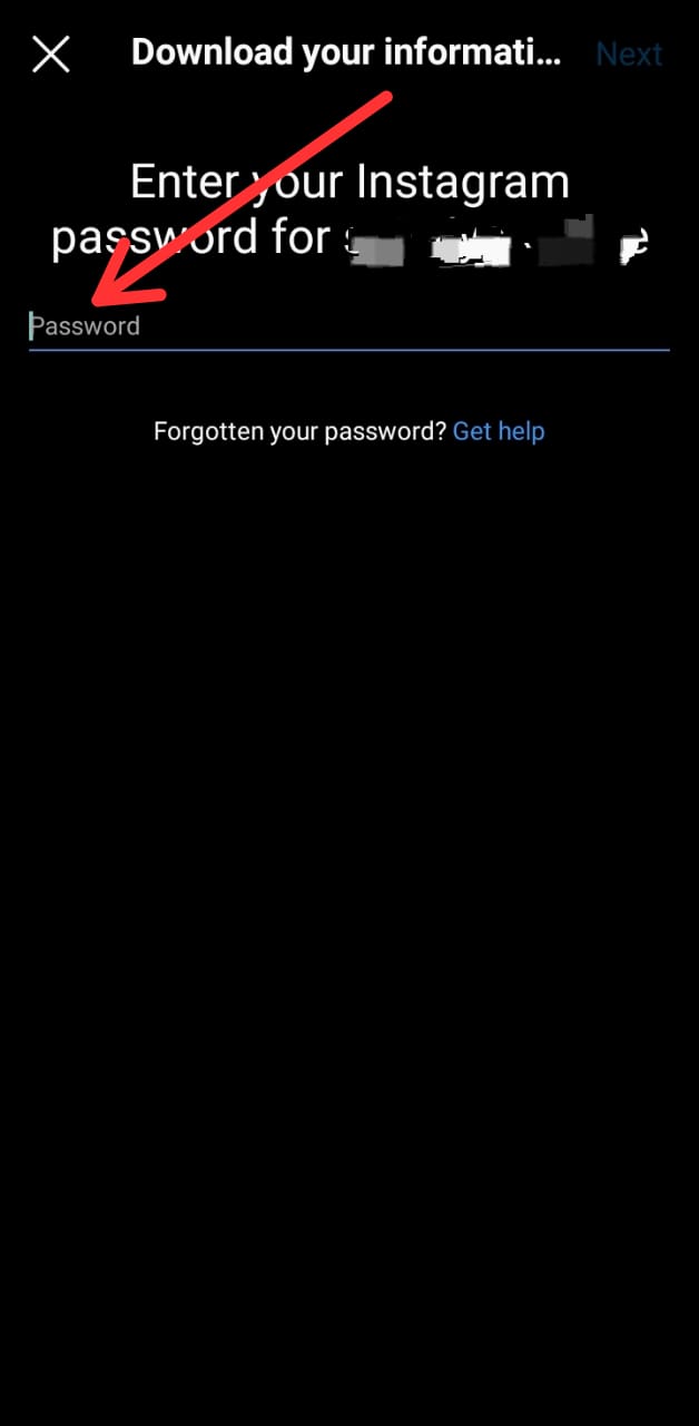 Instagram Download Your Information Enter Password
