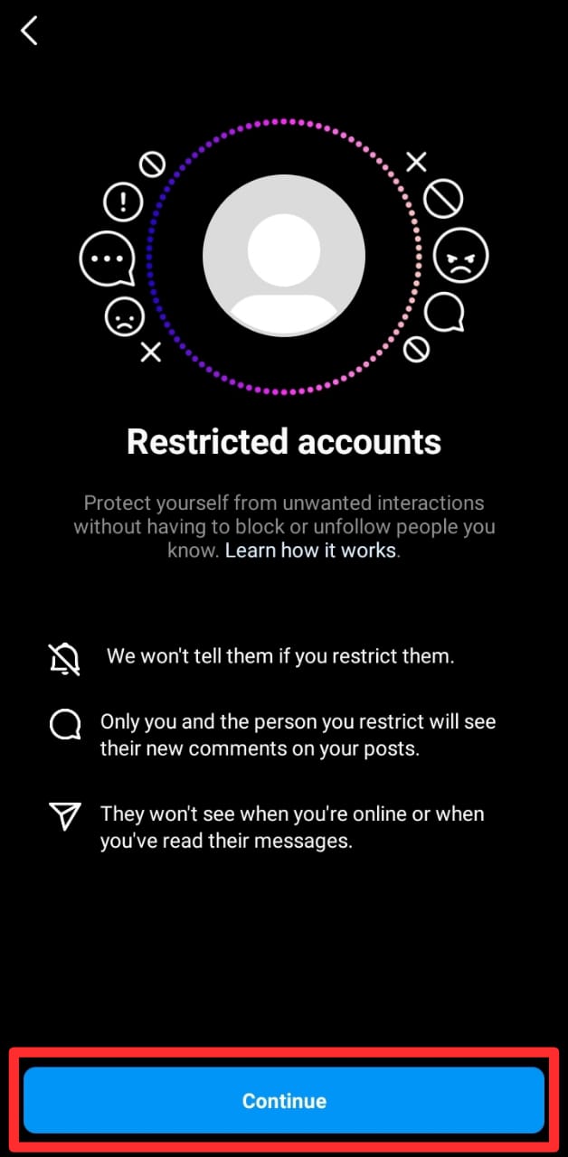 Instagram Restricted Account Continue