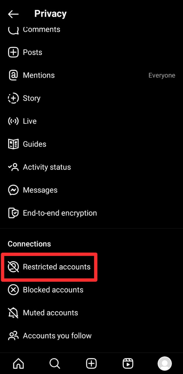 Instagram Restricted Accounts