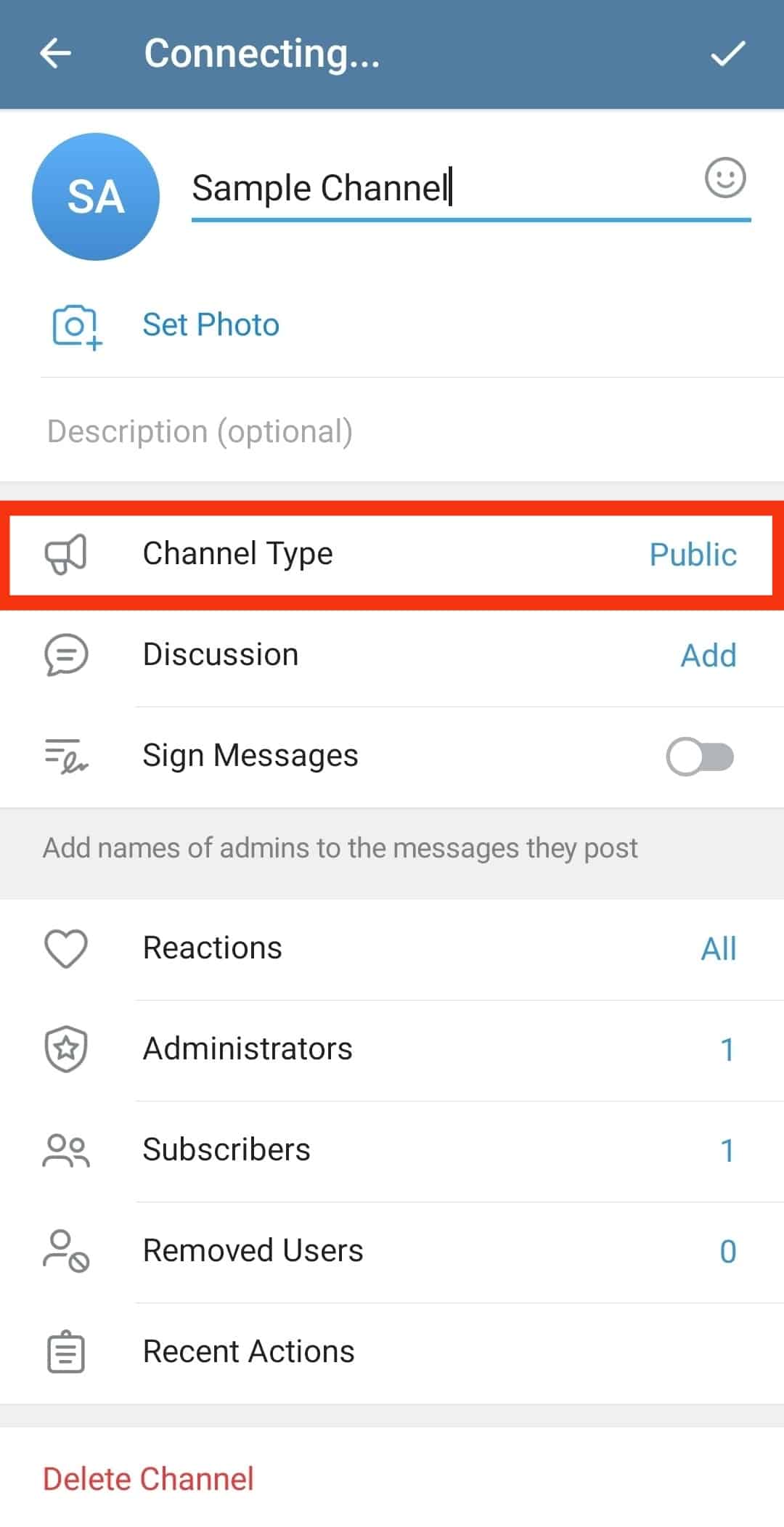 Locate Channel Type