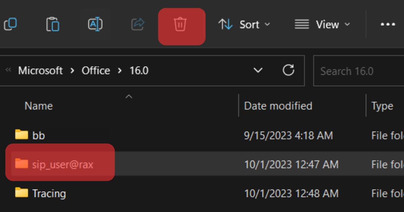 Locate And Delete Sip_User@Yourname Folder