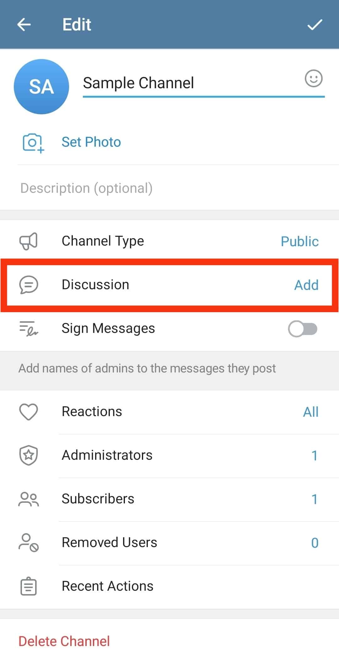 Locate The Discussion Option