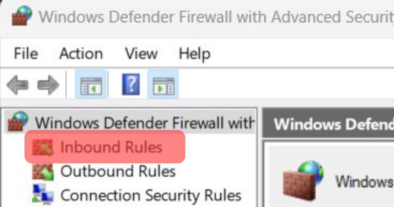 Locate The Inbound Rules Tab