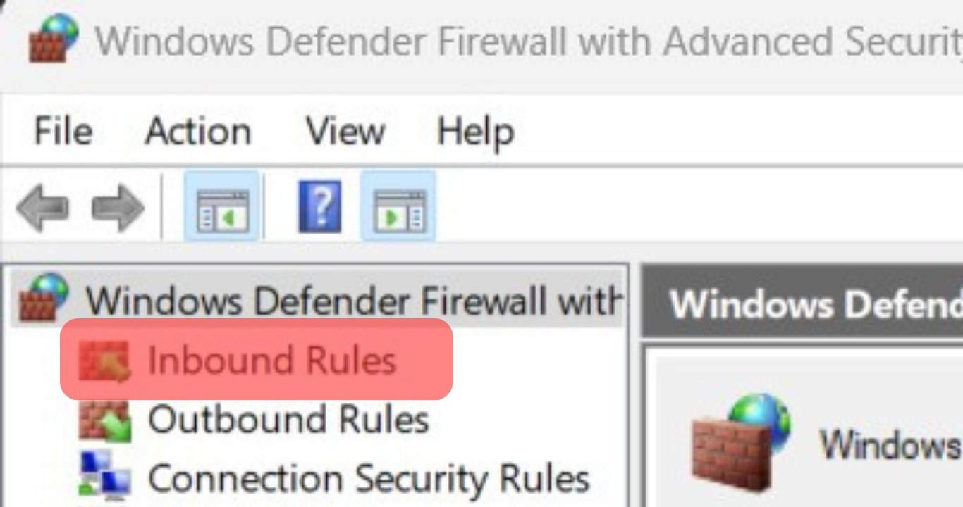 Locate The Inbound Rules Tab