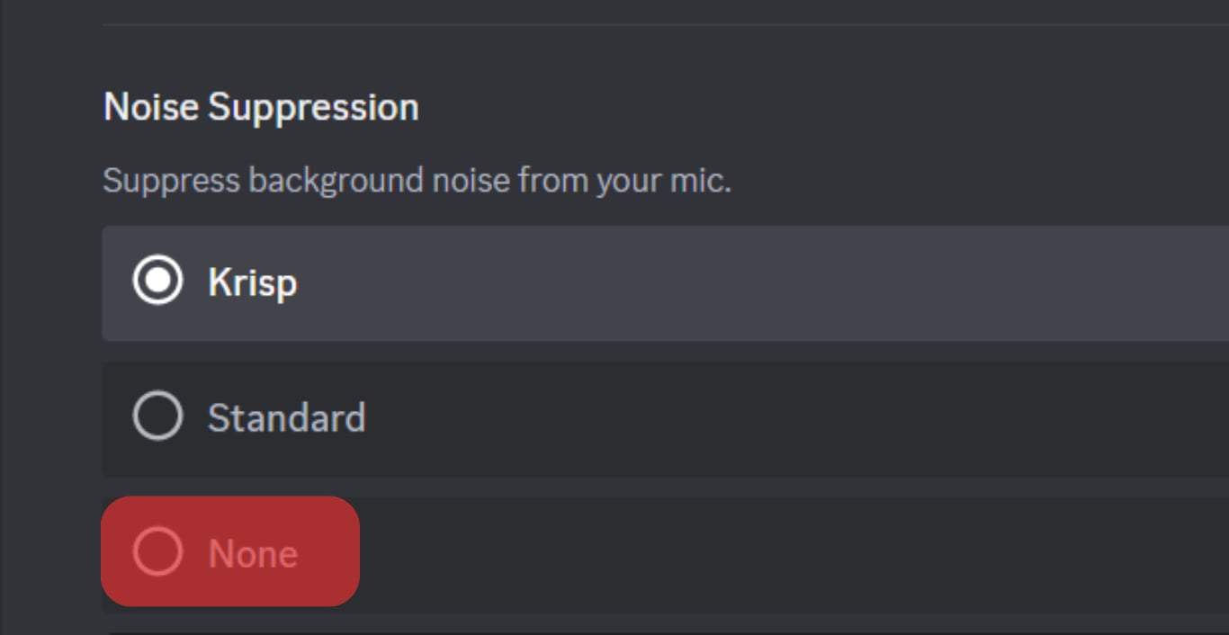 Locate The Noise Suppression Section And Select None.