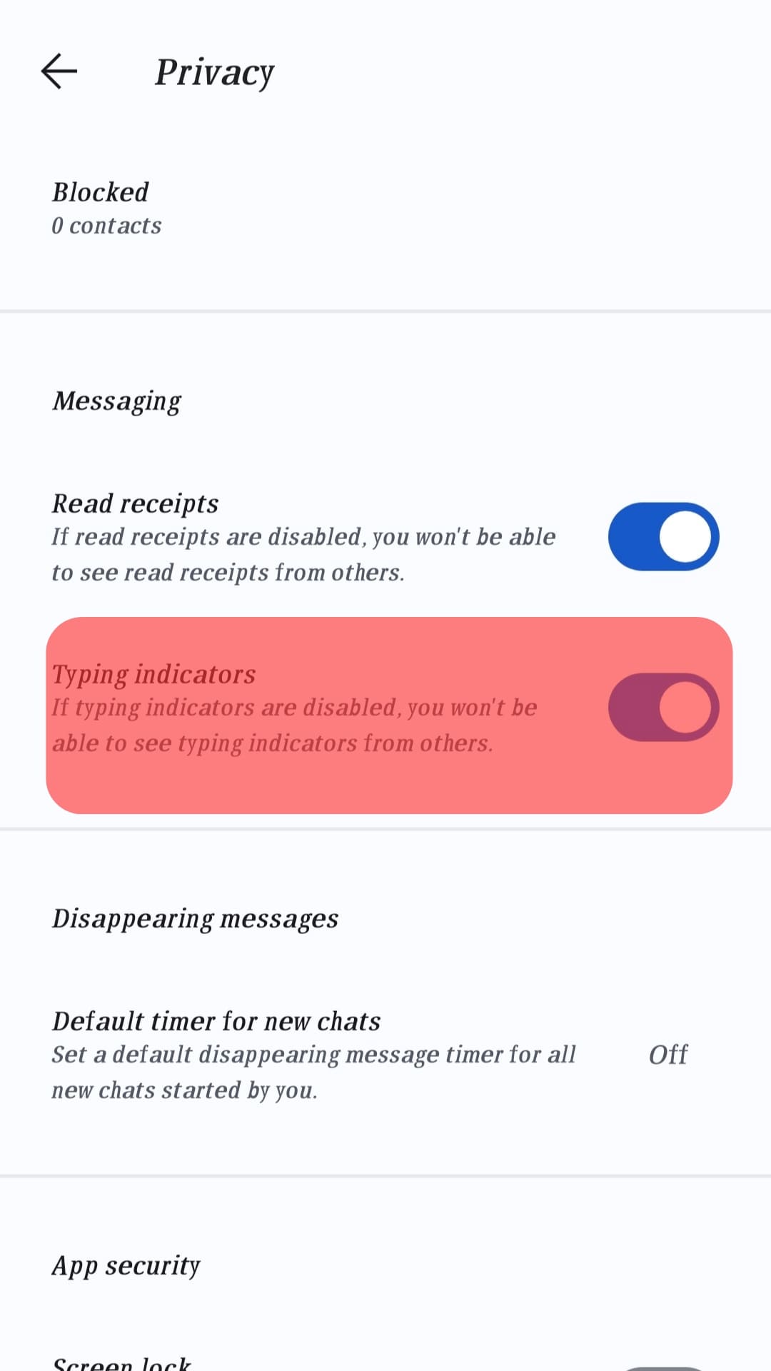 Signal App Last Seen And Online Setting 