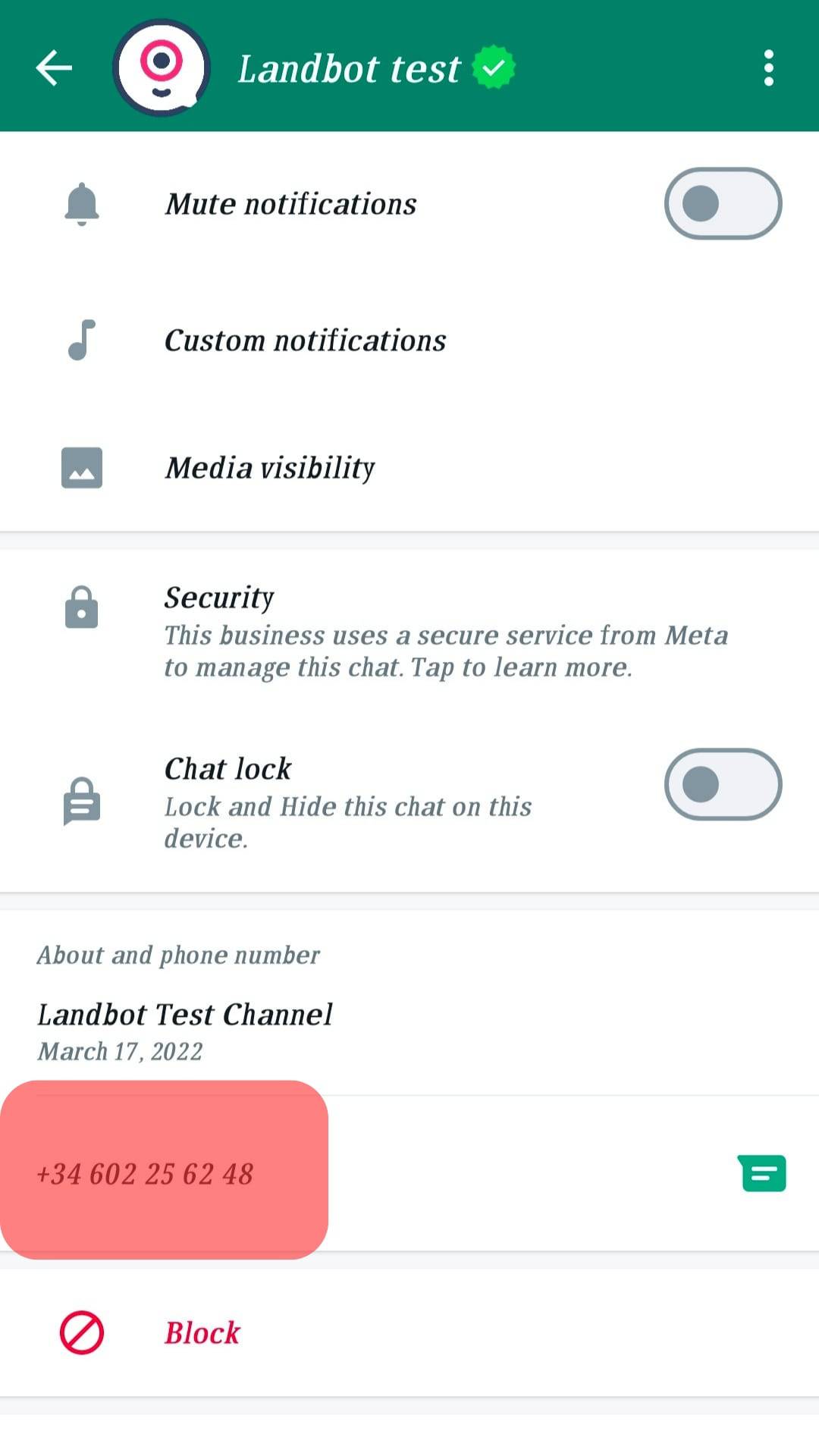 Locate The Bot's Contact Or Whatsapp Id.