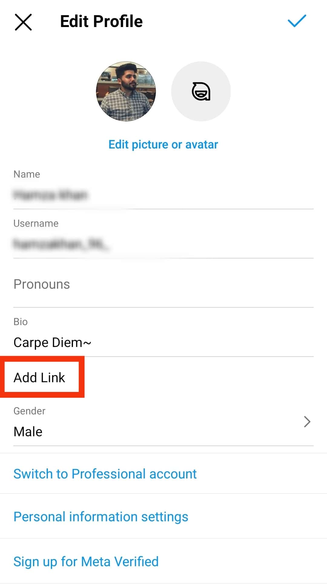 Locate The Option For Add Link And Tap It