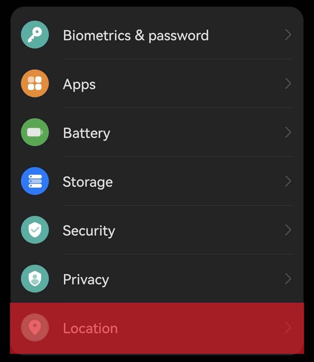 Location Option In Android Settings