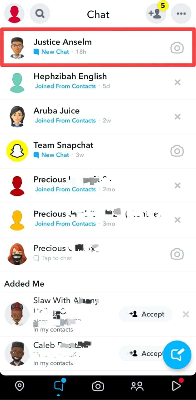 Long Press Snapchat Chat