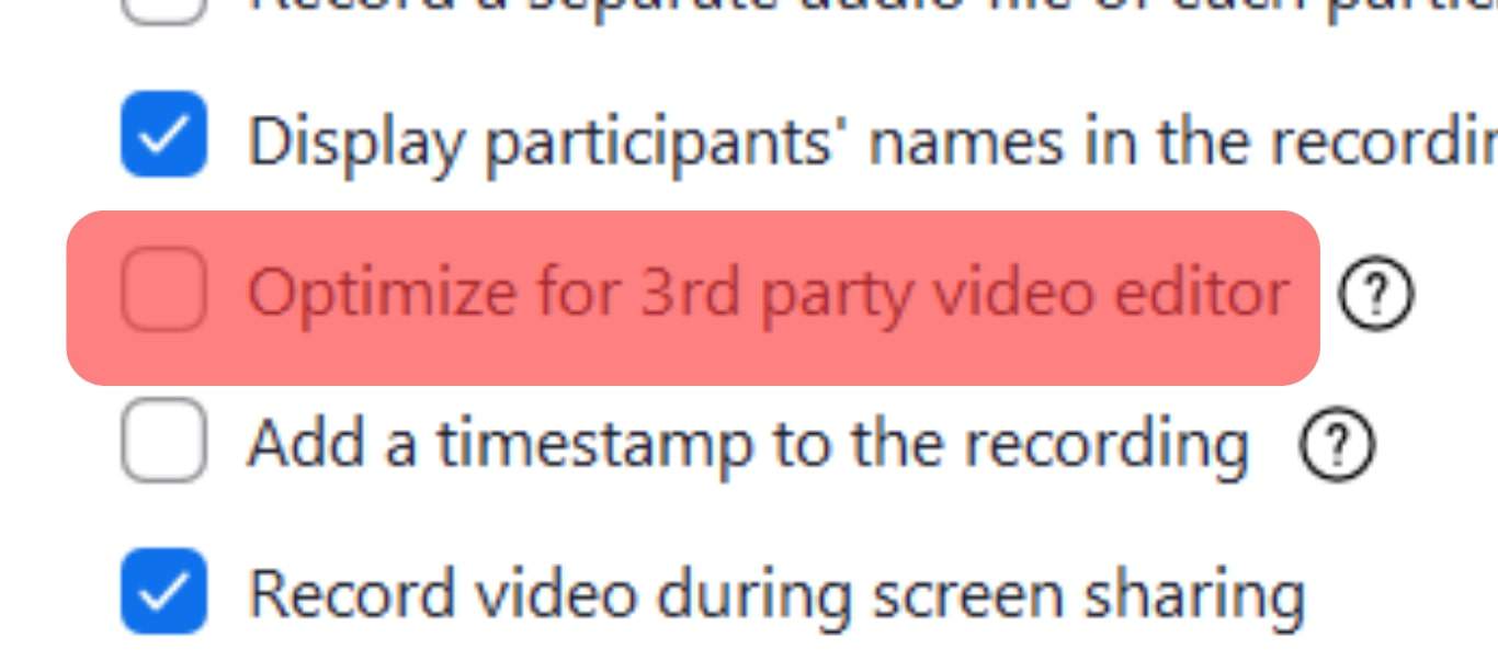 Mark The Optimize For 3Rd Party Video Editor Checkbox.